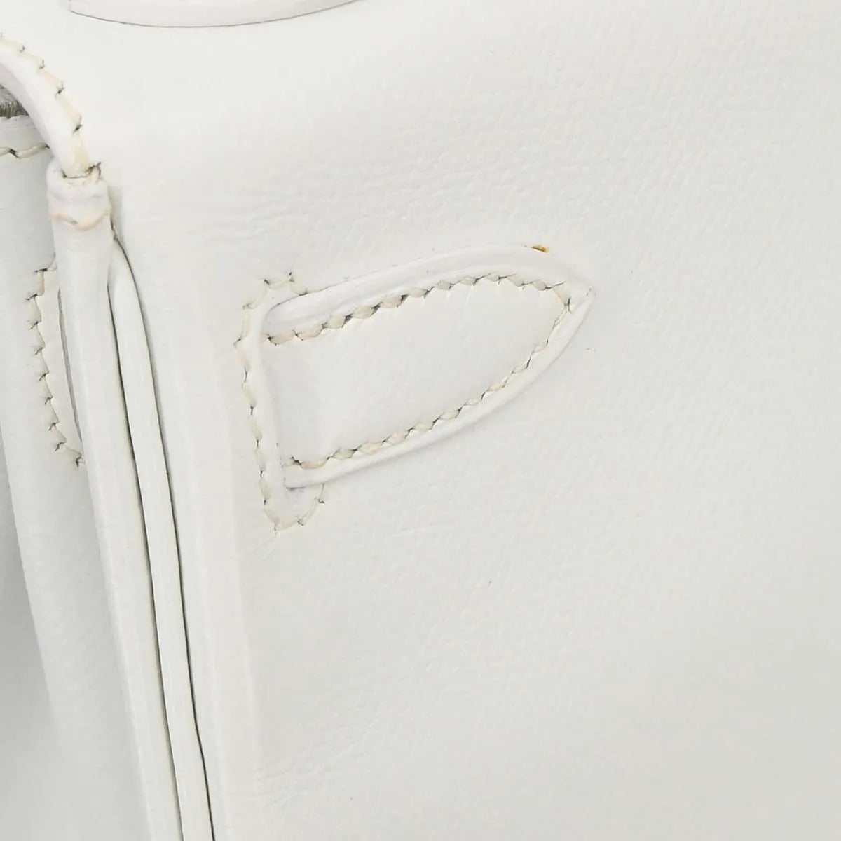 Hermes Kelly Handbag White Epsom With Palladium Hardware White Leather Handbag (Pre-Owned)