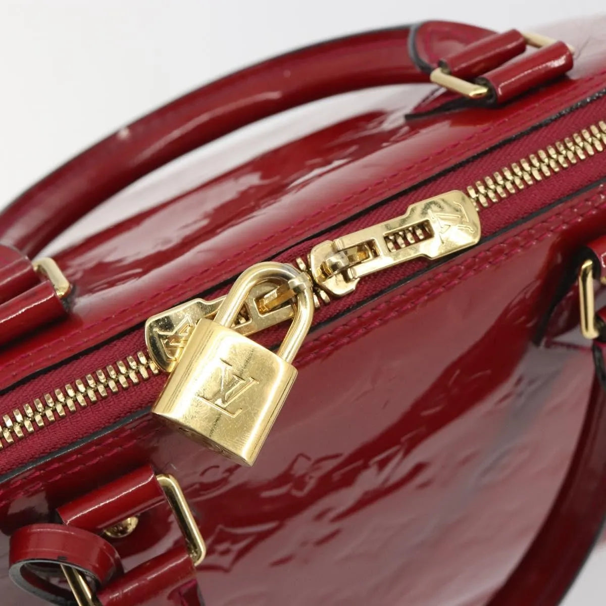 Louis Vuitton Alma Monogram Vernis Red Patent_Leather Handbag (Pre-Owned)