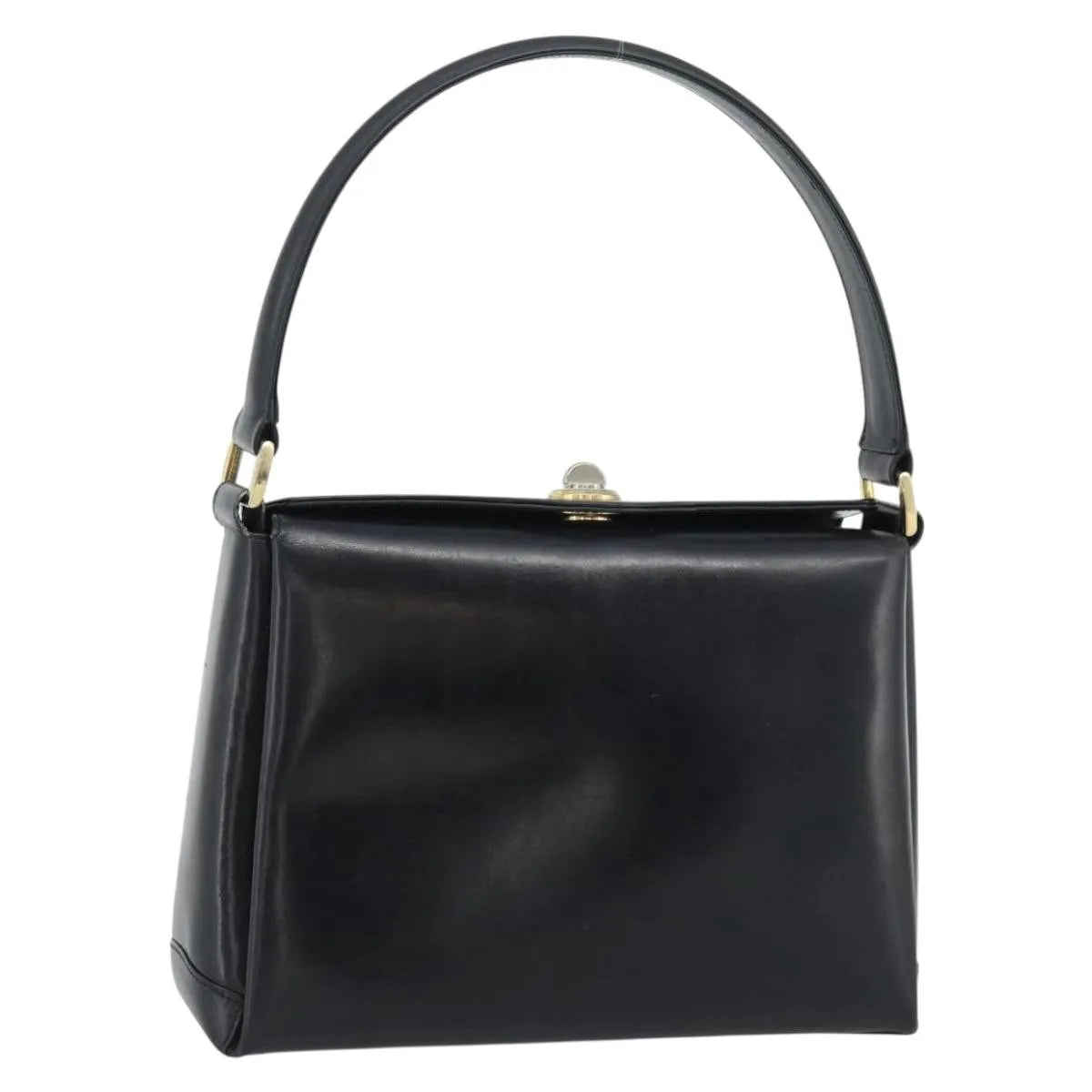Gucci Vintage Convertible Box Leather Black Leather Handbag (Pre-Owned)