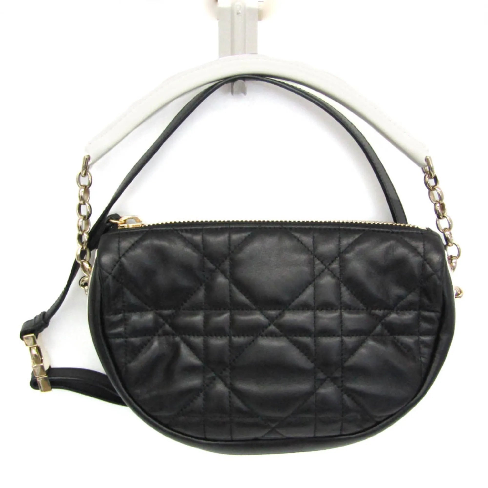 Christian Dior Vibe Hobo Cannage Quilt Lambskin Black Leather Handbag (Pre-Owned)