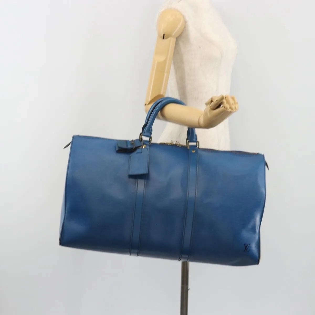 Louis Vuitton Keepall Epi Blue Leather Travel Bag Bag (Pre-Owned)