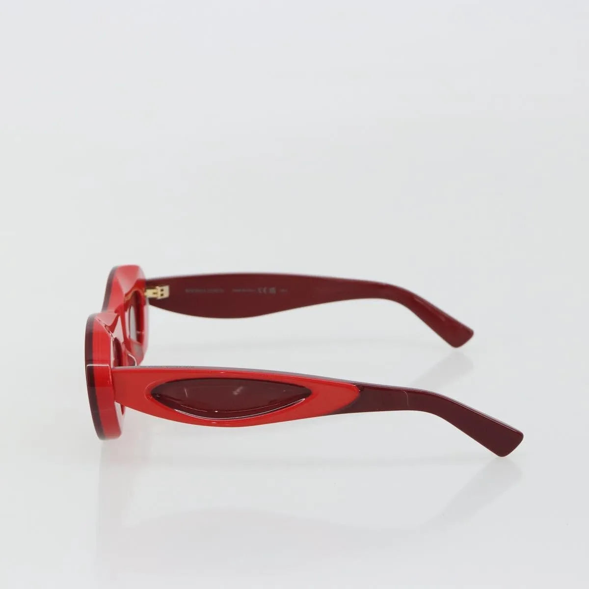Bottega Veneta Ovale Acetate Red Plastic Sunglasse Accessory (Pre-Owned)