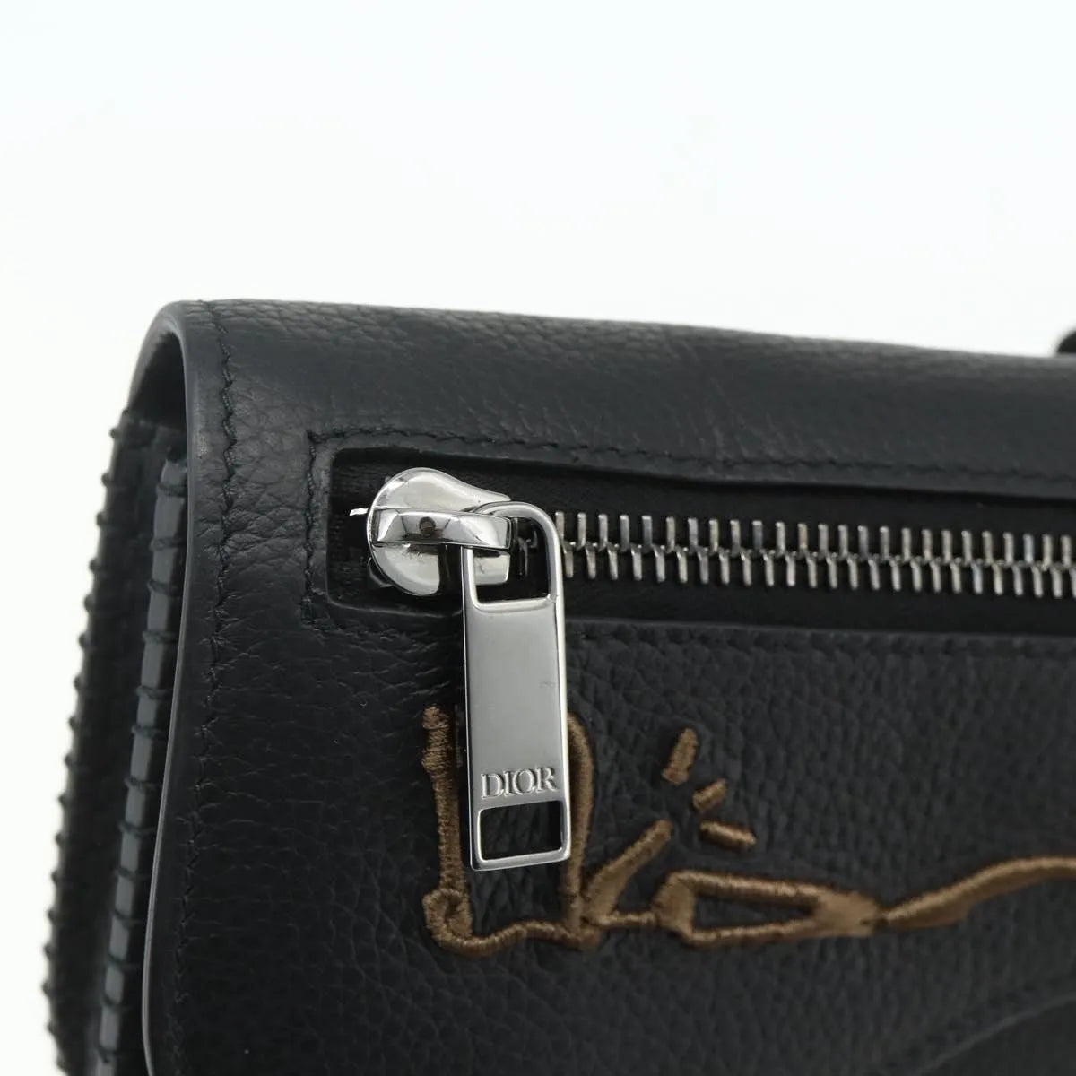 Christian Dior Saddle Pouch Belt Leather Black Leather Clutche & Pouche Bag (Pre-Owned)