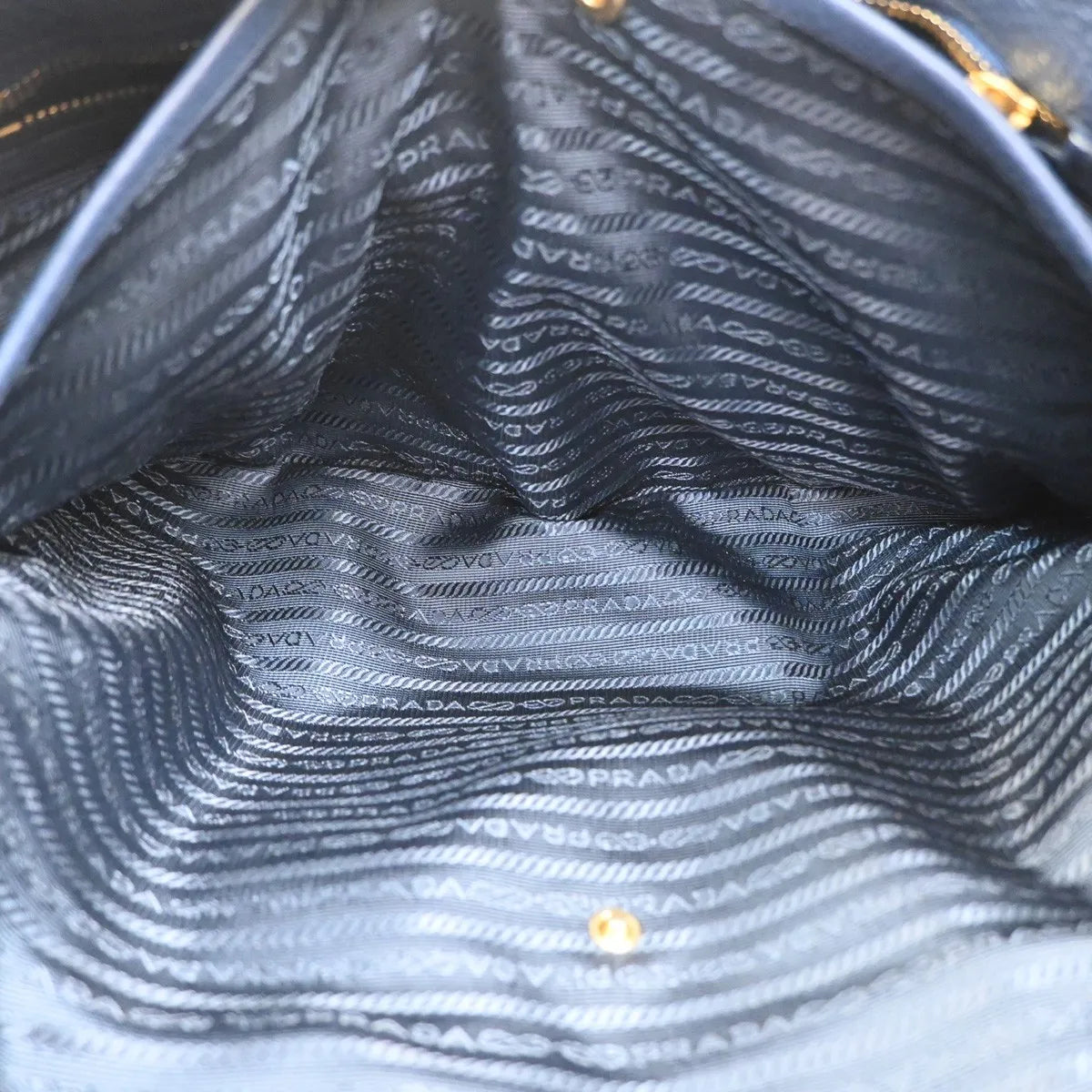 Prada Shopping Tote Vitello Daino Navy Leather Tote Bag Bag (Pre-Owned)