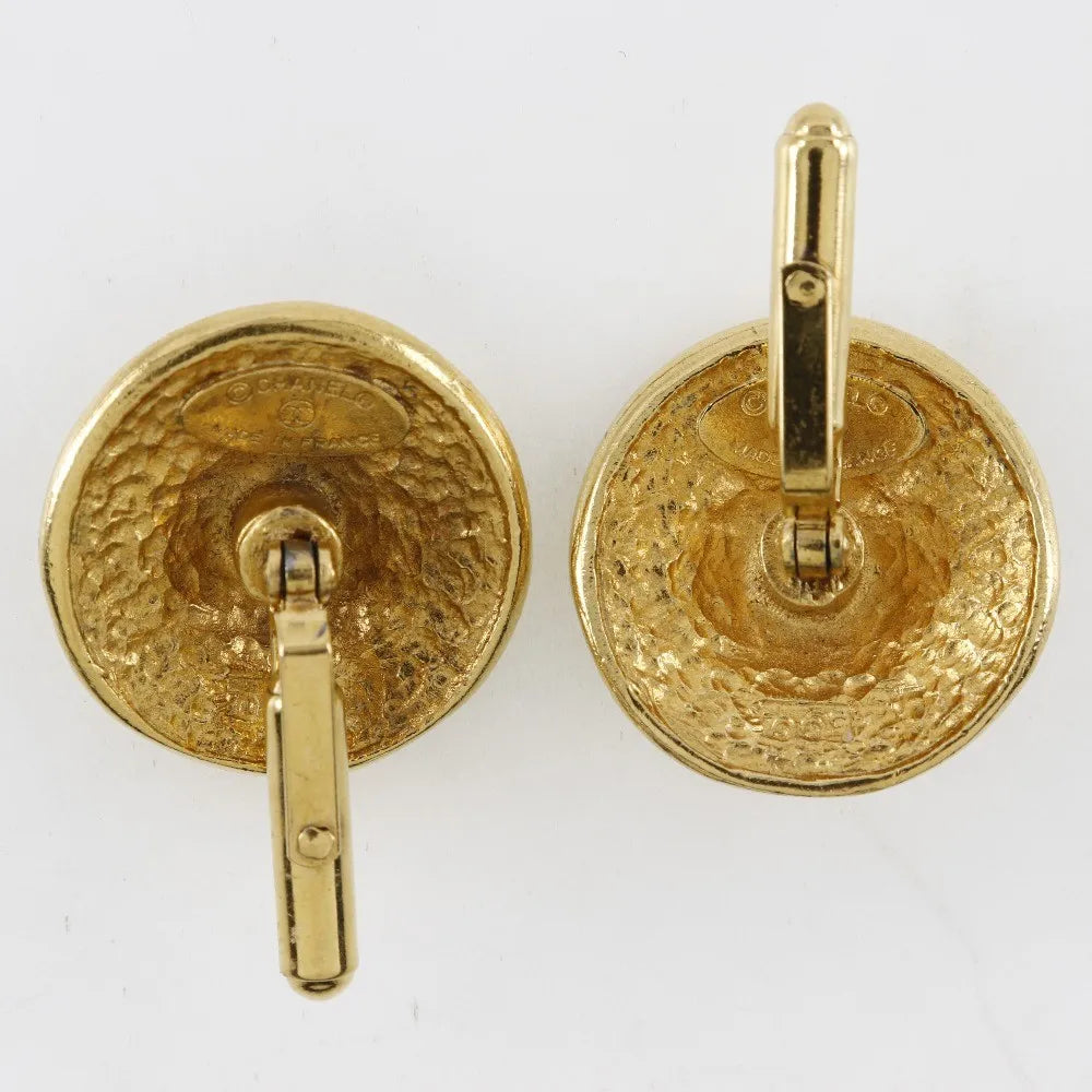 Chanel Vintage Logo Round Cufflinks Plated Gold Gold Gold_Plated Cufflinks Jewelry (Pre-Owned)