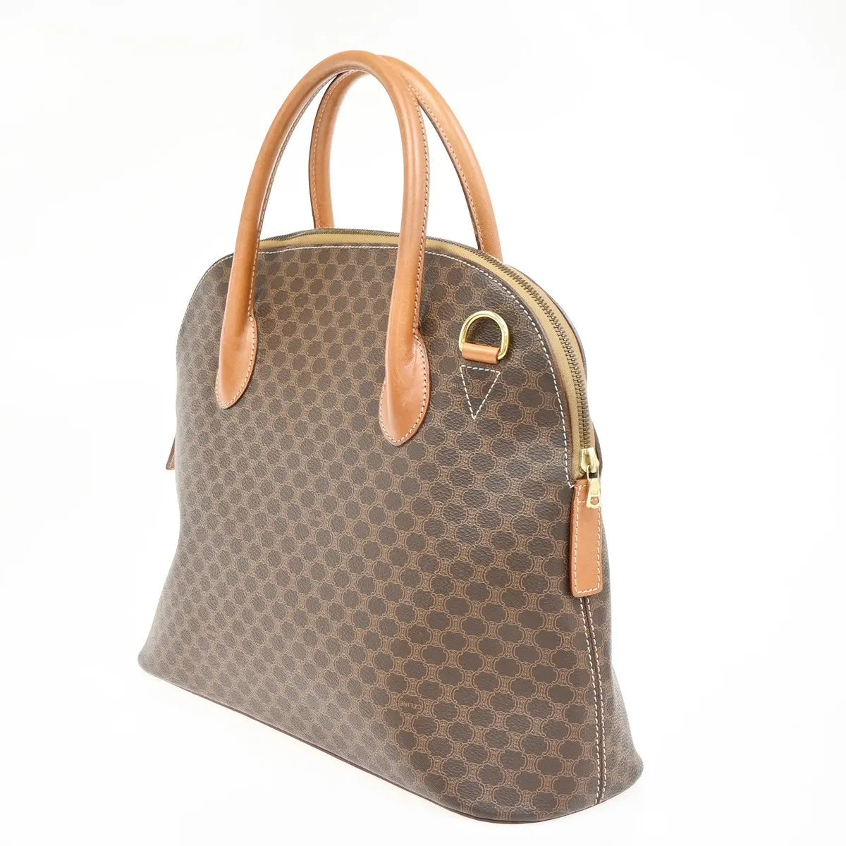Celine Vintage Macadam Canvas And Leather Brown Canvas Handbag (Pre-Owned)