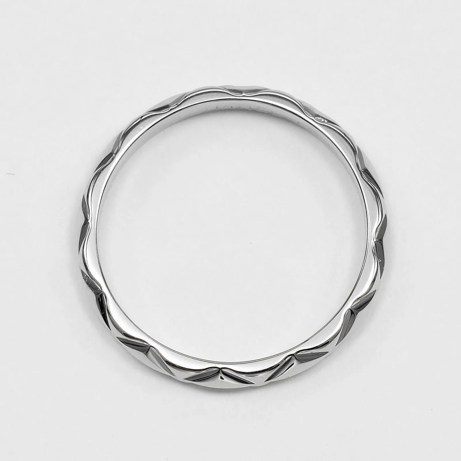 Chanel Matelasse Platinum Silver Platinum Ring Jewelry (Pre-Owned)