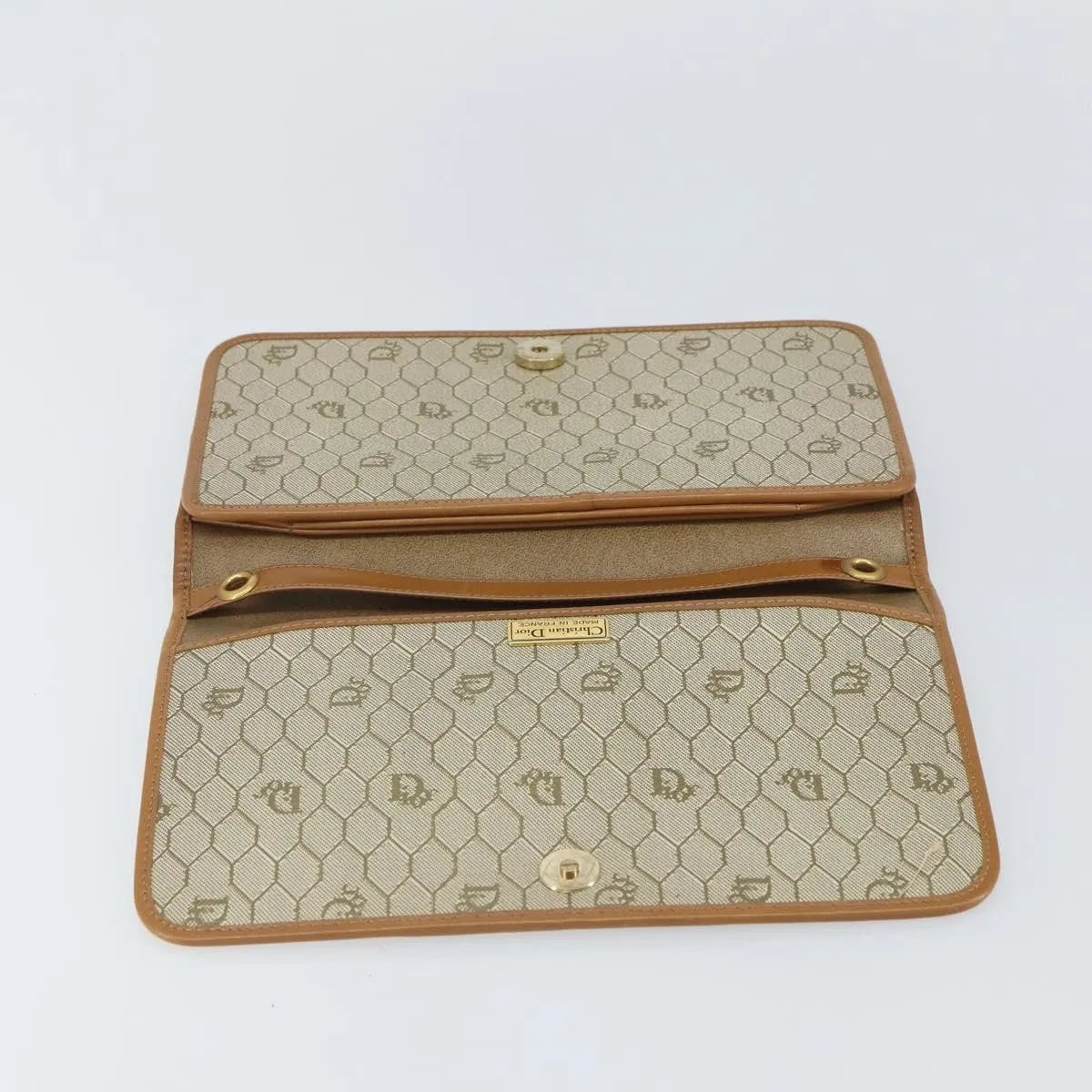 Christian Dior Vintage Honeycomb Clutch Canvas Beige Canvas Clutche & Pouche Bag (Pre-Owned)