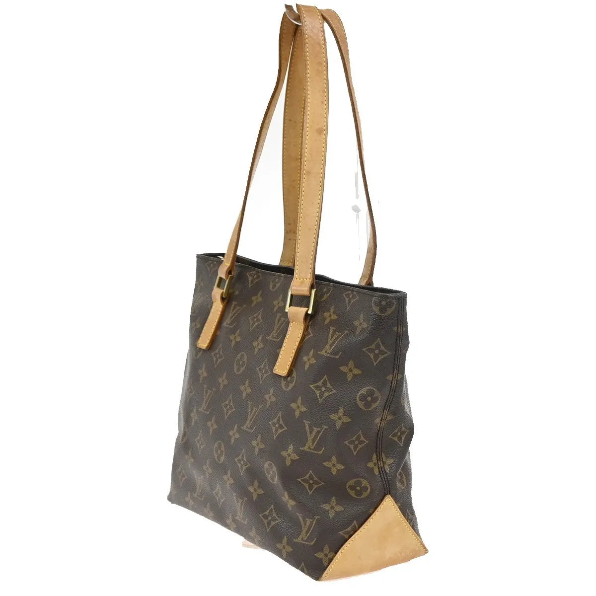 Louis Vuitton Cabas Mezzo Monogram Canvas Brown Leather Tote Bag Bag (Pre-Owned)