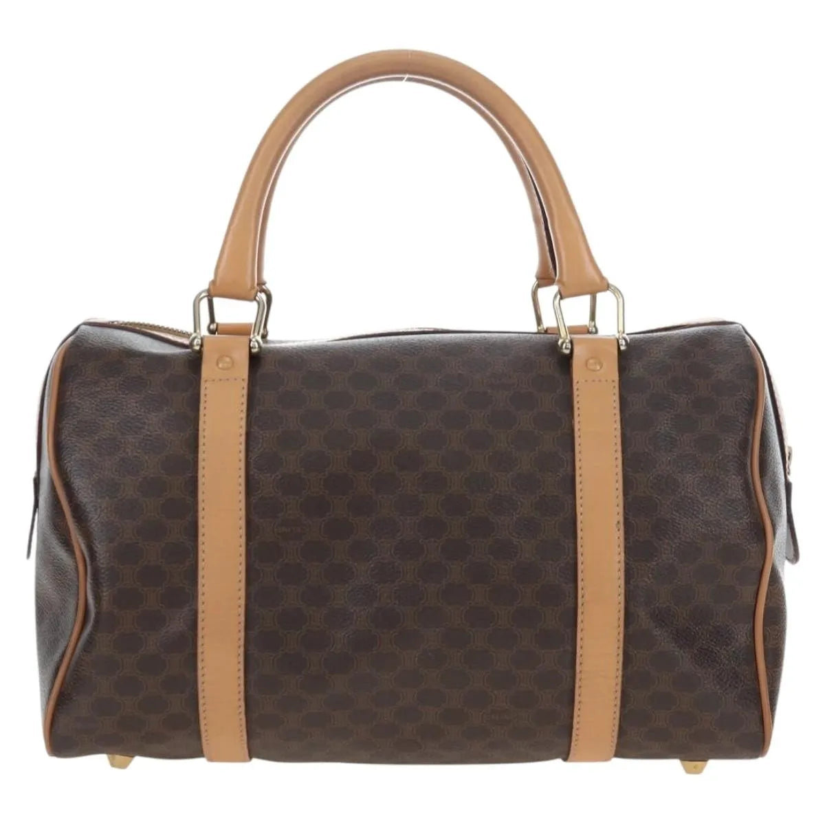 Celine Vintage Macadam Boston Canvas And Leather Brown Pvc Handbag (Pre-Owned)