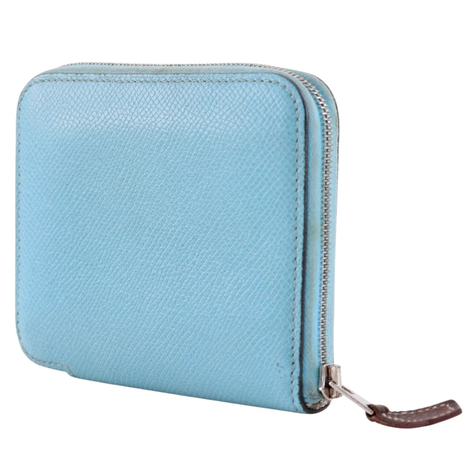 Hermes Azap Silkin Epsom Leather Silk Blue Leather Wallets Accessory (Pre-Owned)