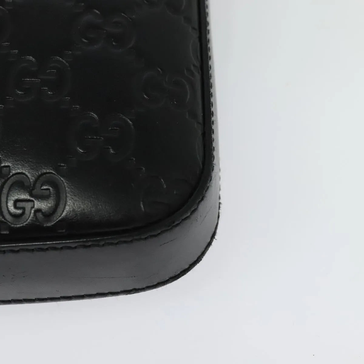 Gucci Signature Zip Messenger Guccissima Leather Black Leather Shoulder Bag Bag (Pre-Owned)