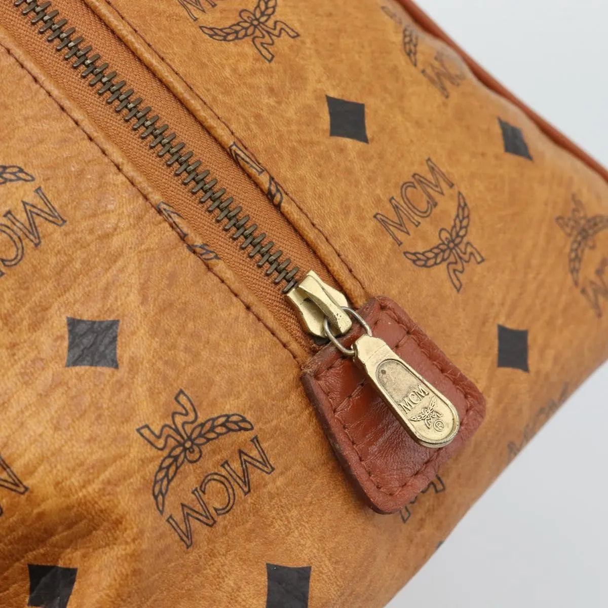 MCM Visetos Logogramme Leather Brown Leather Handbag (Pre-Owned)