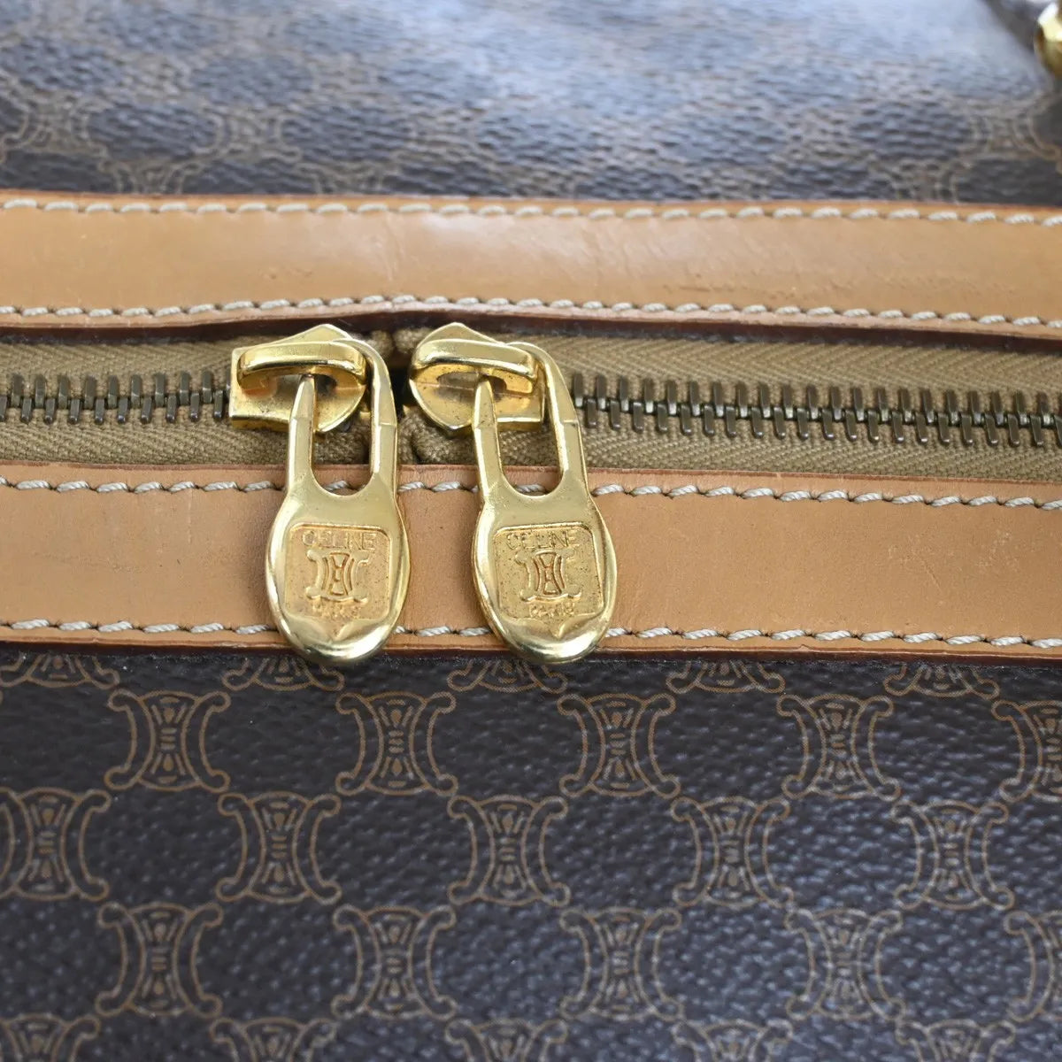 Celine Vintage Duffle Macadam Coated Canvas Brown Pvc Travel Bag Bag (Pre-Owned)