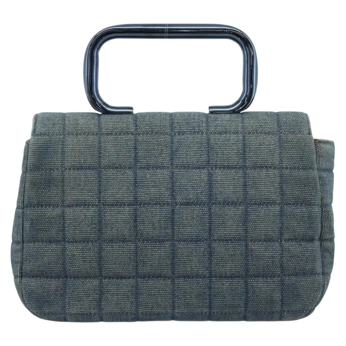 Chanel Chocolate Bar Mademoiselle Top Handle Quilted Denim Blue Canvas Handbag (Pre-Owned)