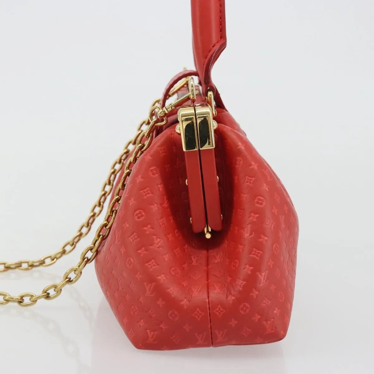 Louis Vuitton Monogram Top Handle Frame Clutch Monogram Canvas Red Canvas Clutche & Pouche Bag (Pre-Owned)