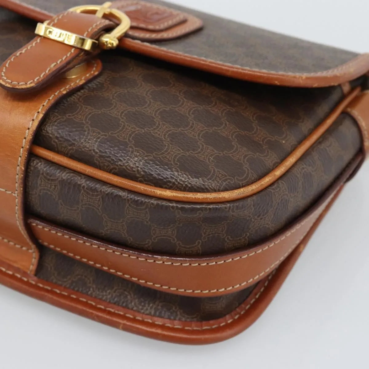 Celine Vintage Macadam Canvas Brown Canvas Shoulder Bag Bag (Pre-Owned)