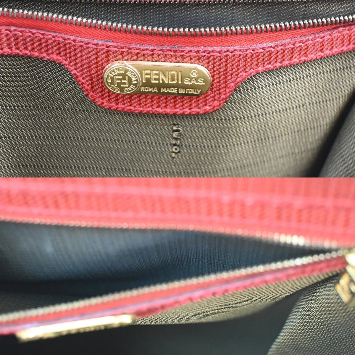 Fendi Vintage Top Handle Leather Red Leather Tote Bag Bag (Pre-Owned)