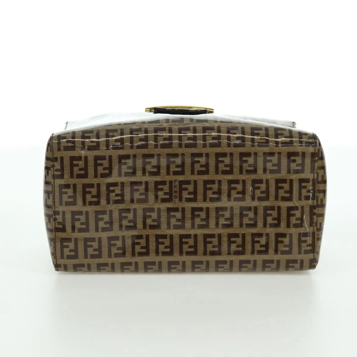 Fendi Mamma Baguette Zucca Patent Leather Brown Canvas Shoulder Bag Bag (Pre-Owned)