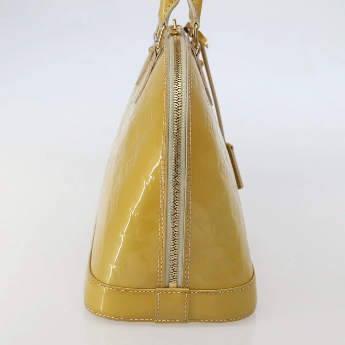 Louis Vuitton Alma Monogram Vernis Beige Patent_Leather Handbag (Pre-Owned)