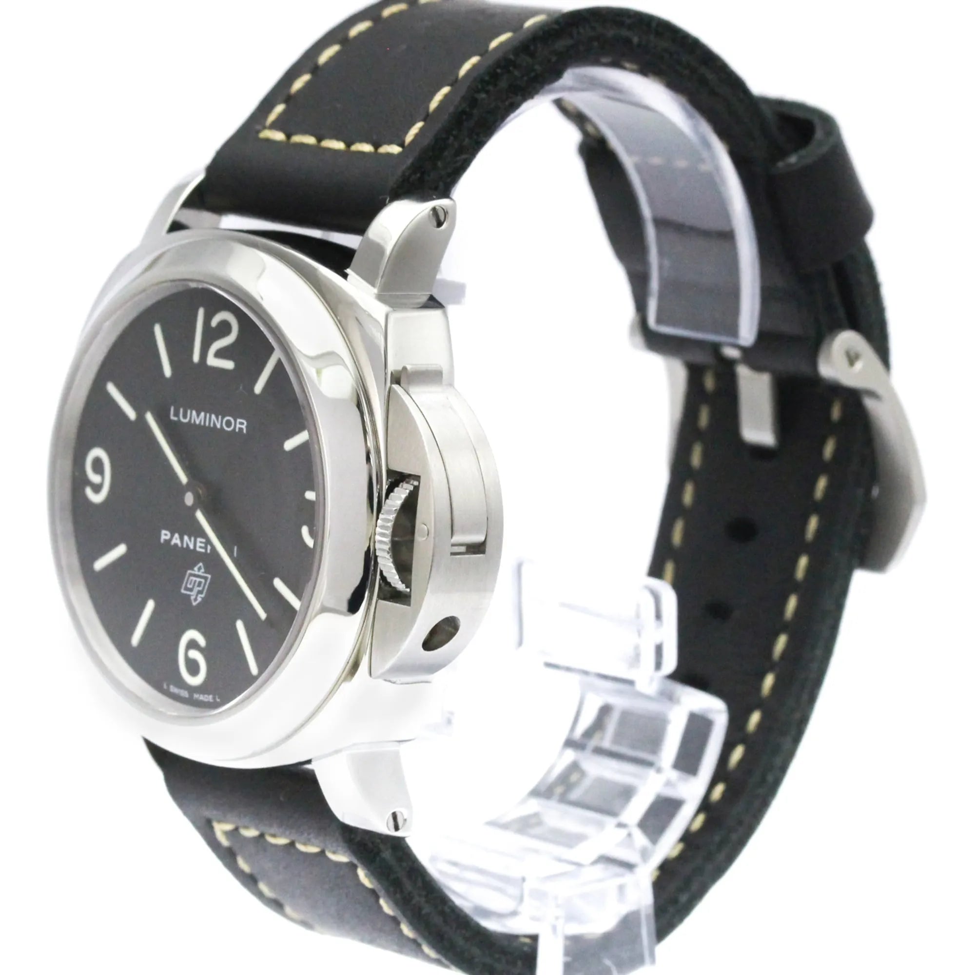 Panerai Luminor Base Logo Manual Stainless Steel And Leather Watch (Pre-Owned)