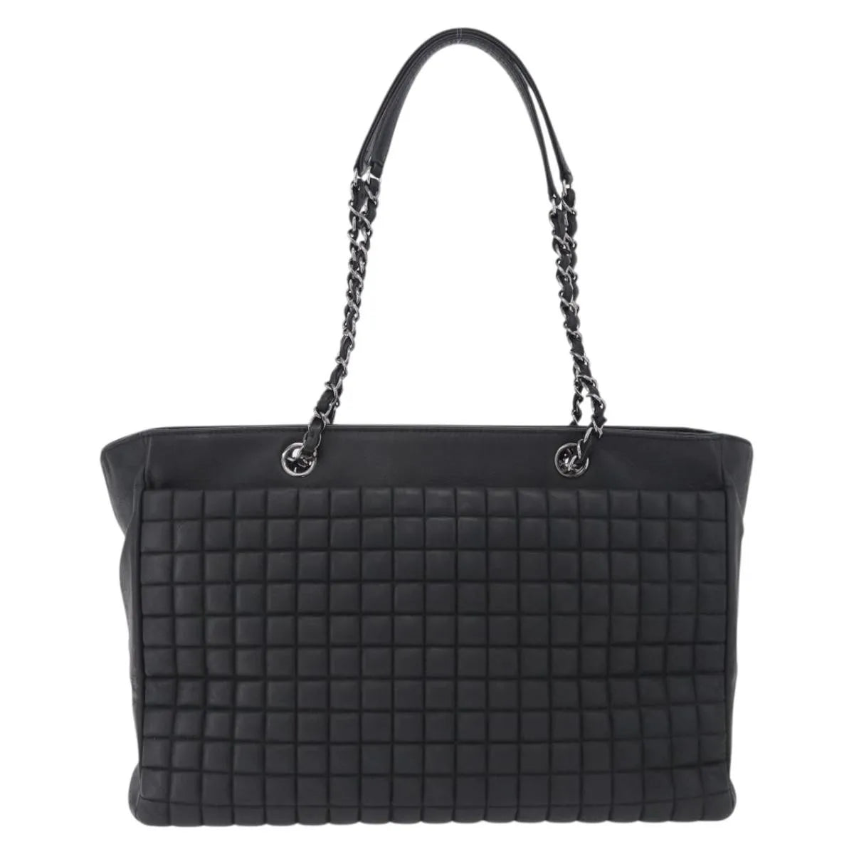 Chanel Cc Lock Bubble Tote Quilted Iridescent Calfskin Black Leather Tote Bag Bag (Pre-Owned)