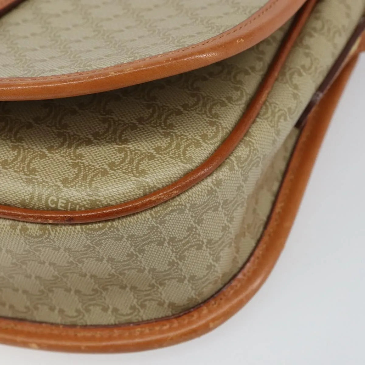 Celine Vintage Macadam Canvas And Leather Beige Canvas Shoulder Bag Bag (Pre-Owned)