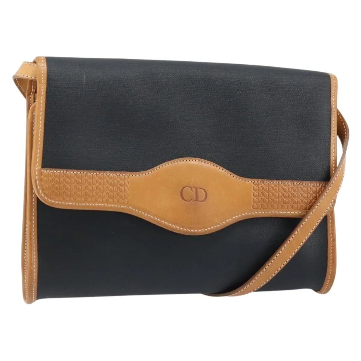Christian Dior Cd Shoulder Bag Canvas And Leather Black Canvas Shoulder Bag Bag (Pre-Owned)