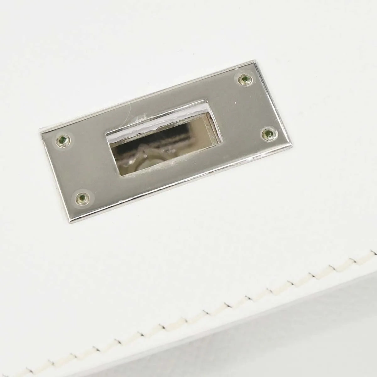 Hermes Kelly Handbag White Epsom With Palladium Hardware White Leather Handbag (Pre-Owned)