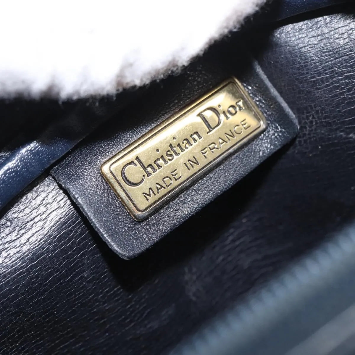 Christian Dior Vintage Cd Logo Leather Navy Leather Shoulder Bag Bag (Pre-Owned)