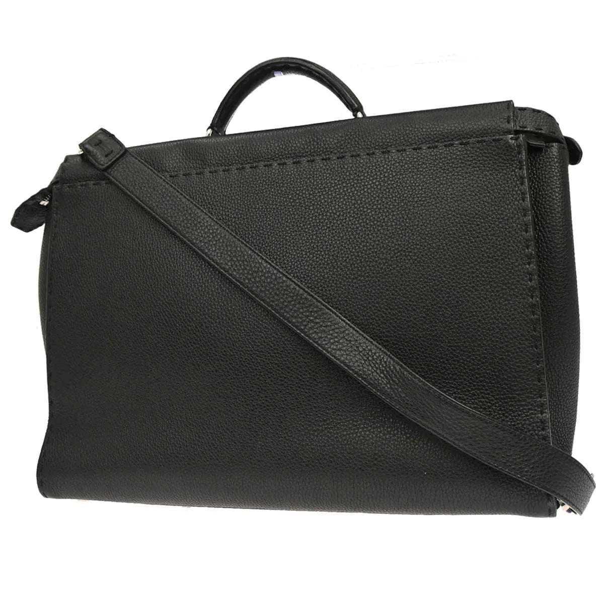 Fendi Selleria Peekaboo Fit Leather Black Leather Handbag (Pre-Owned)