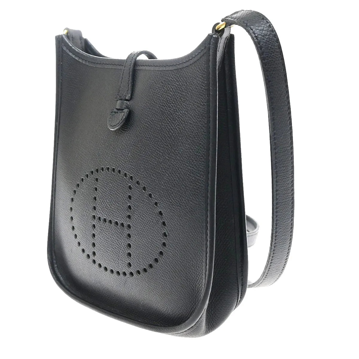 Hermes Long Strap Evelyne Epsom Black Leather Shoulder Bag Bag (Pre-Owned)