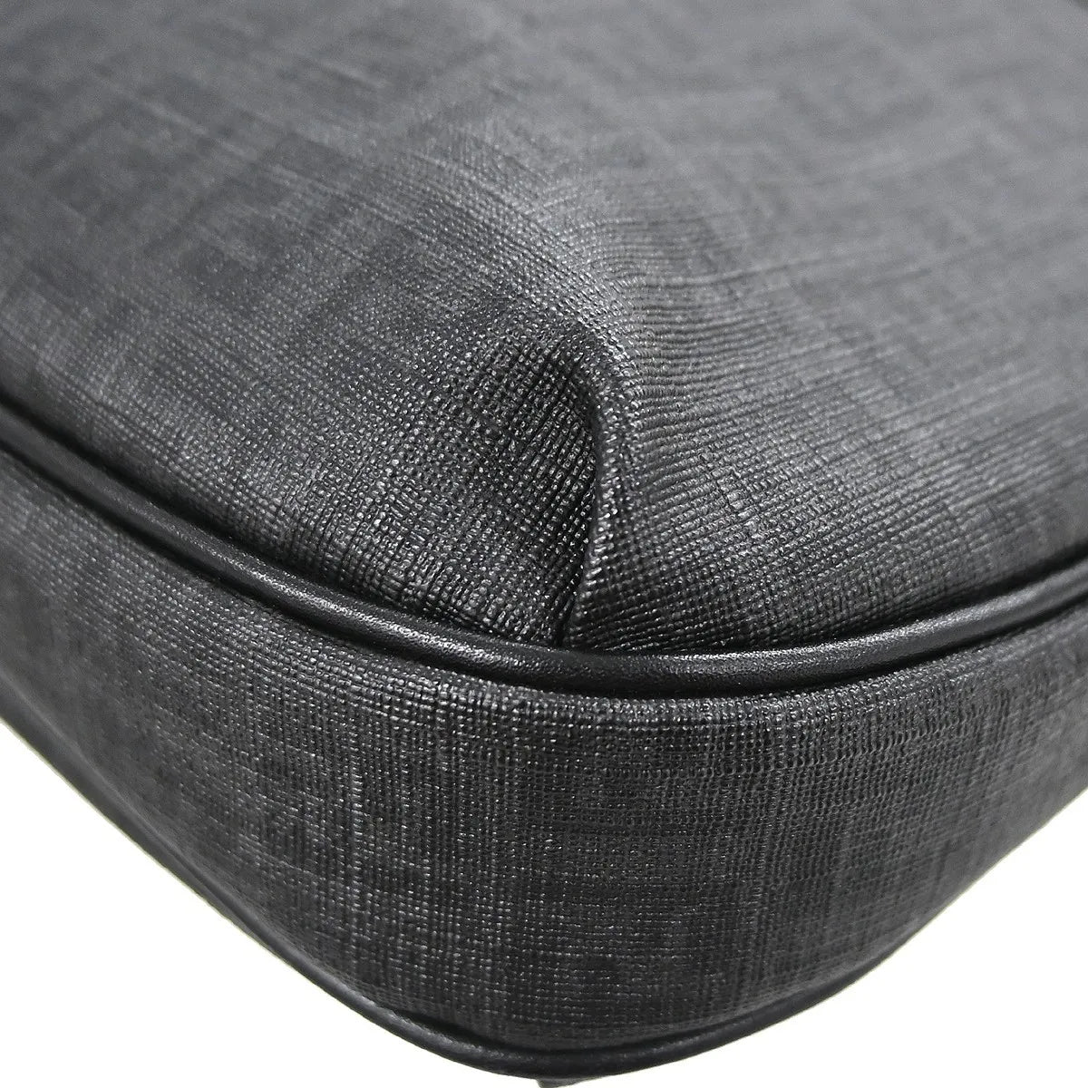 Fendi Front Pocket Messenger Zucchino Coated Canvas Black Pvc Shoulder Bag Bag (Pre-Owned)