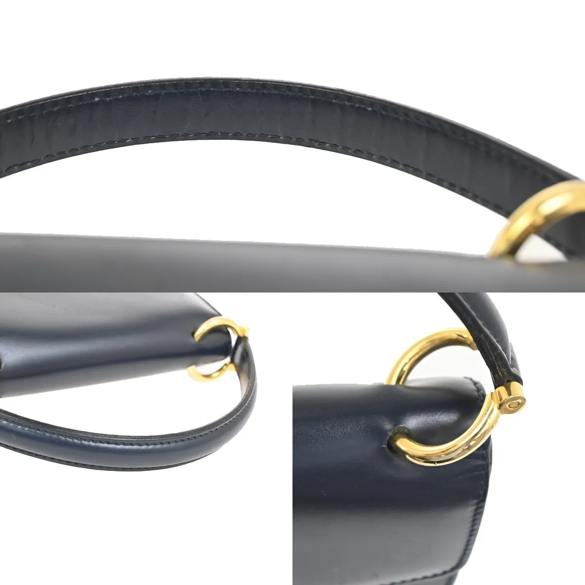 Celine Gancini Leather Navy Leather Handbag (Pre-Owned)