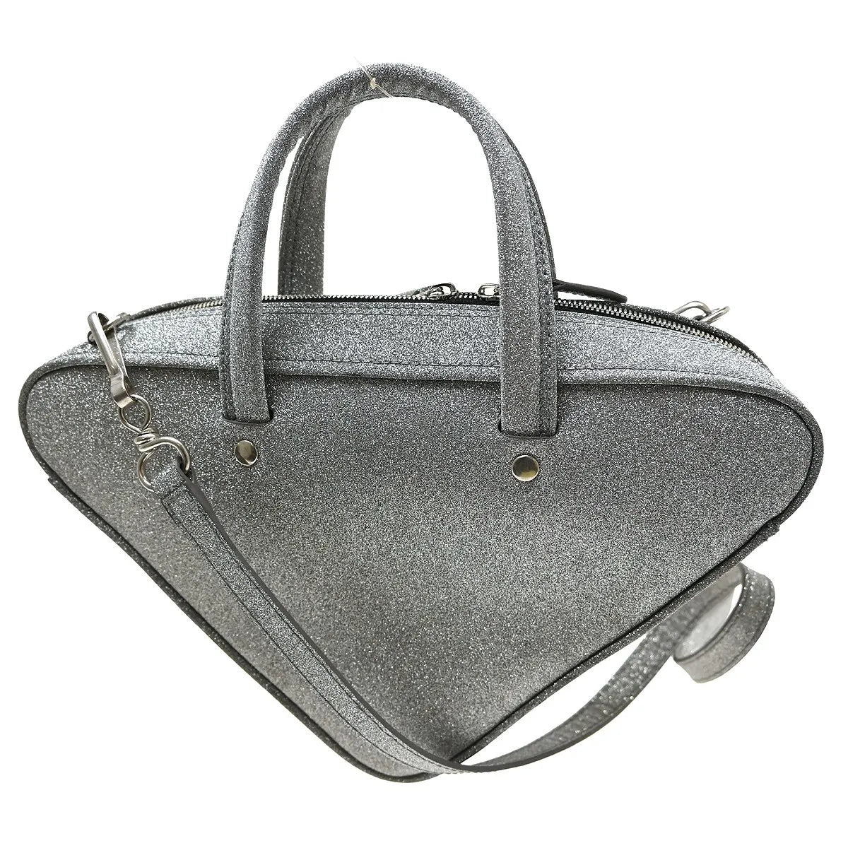 Balenciaga Triangle Leather Silver Leather Handbag (Pre-Owned)