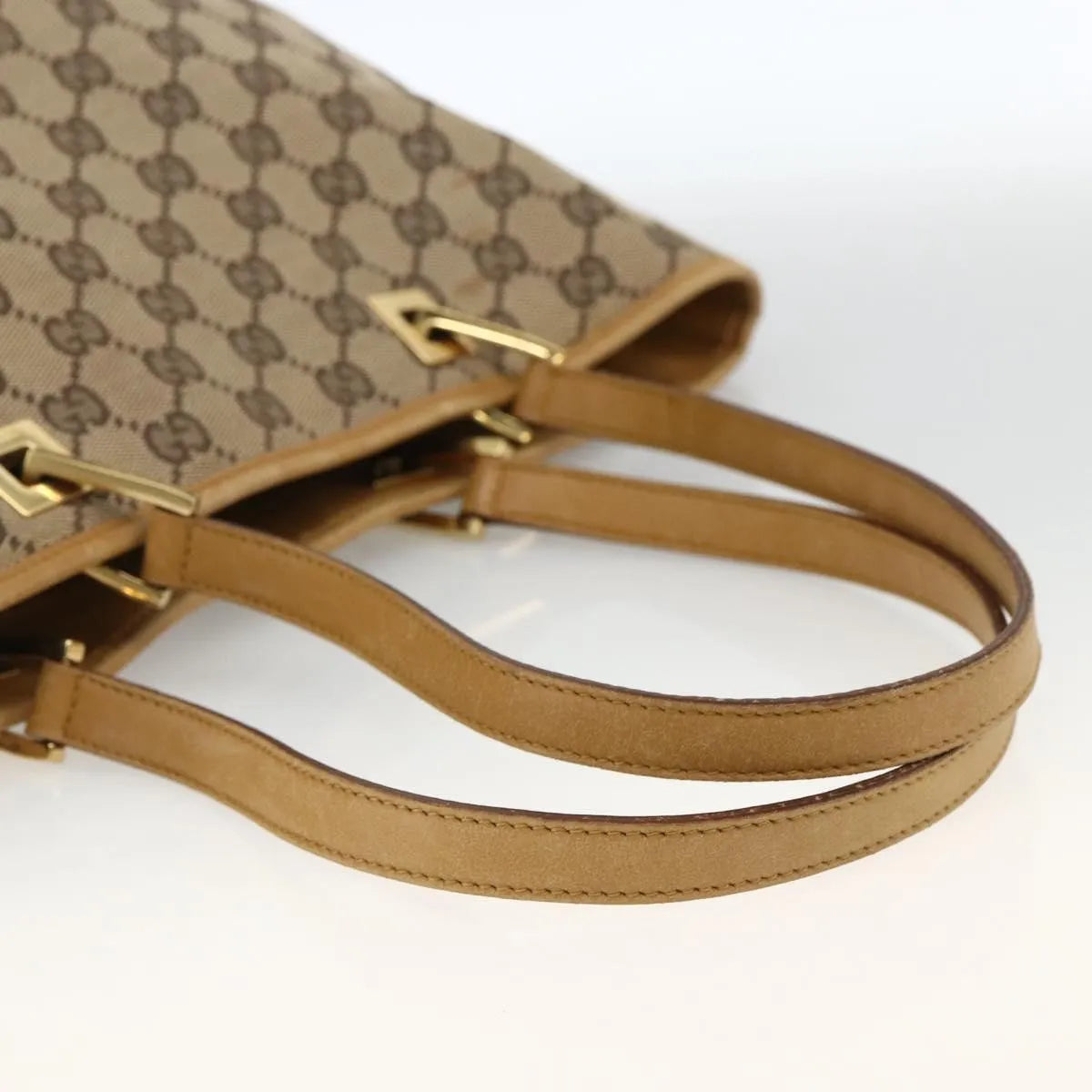 Gucci Vintage Bucket Shopping Tote Gg Canvas Beige Canvas Tote Bag Bag (Pre-Owned)