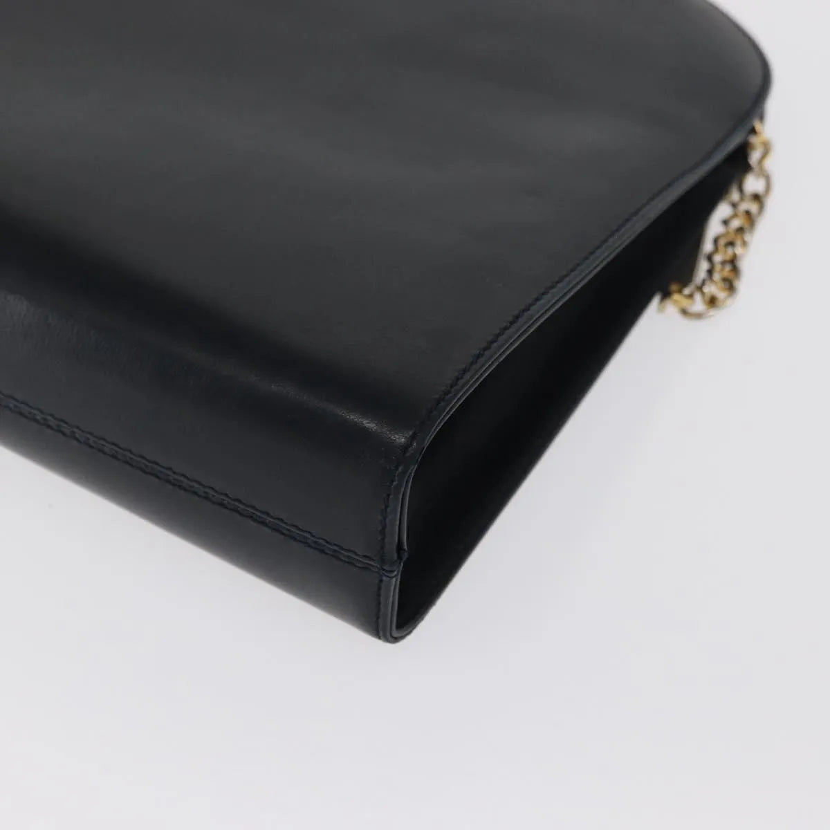 Salvatore Ferragamo Vintage Gancini Chain Leather Navy Leather Shoulder Bag Bag (Pre-Owned)