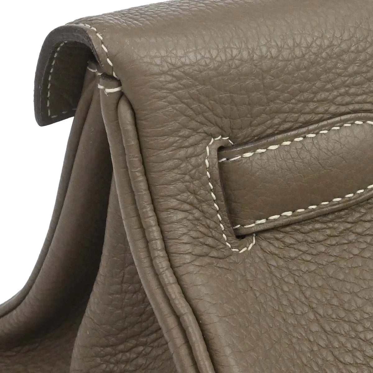 Hermes Shoulder Kelly Clemence Gray Leather Handbag (Pre-Owned)