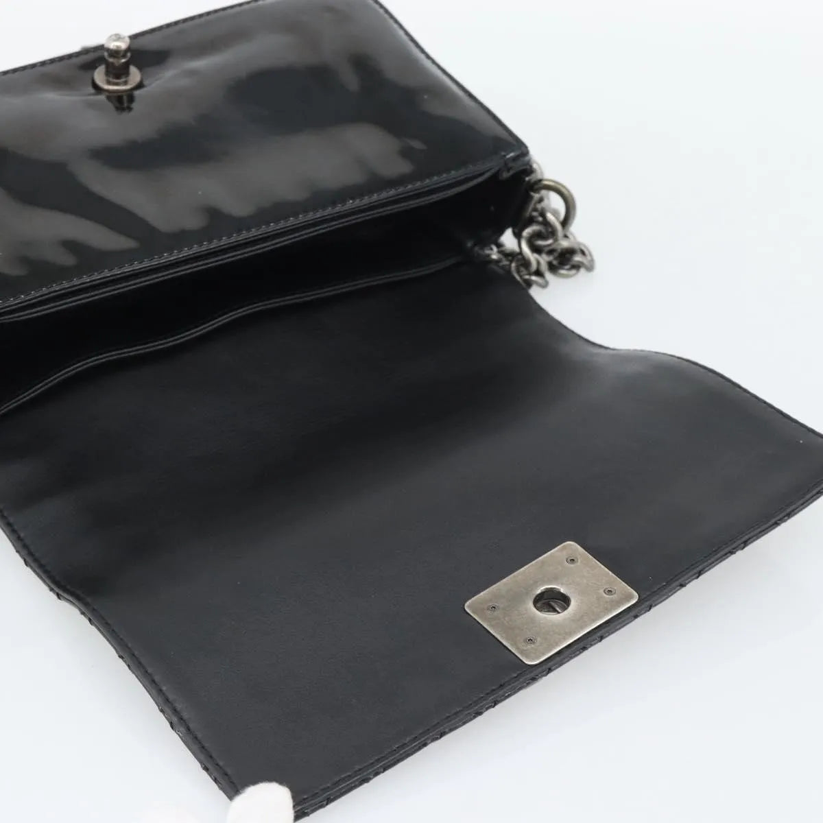 Chanel Boy Flap Patent Leather Black Patent_Leather Shoulder Bag Bag (Pre-Owned)