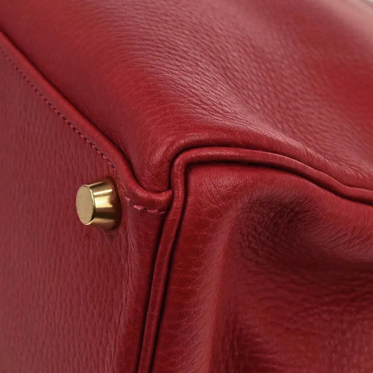 Hermes Kelly Retourne Ardennes Leather Red Leather Handbag (Pre-Owned)