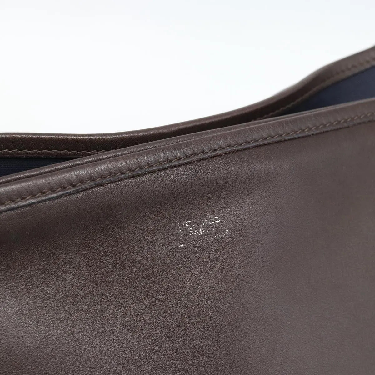 Hermes Mrs. Hippie Leather And Toile Navy Leather Shoulder Bag Bag (Pre-Owned)