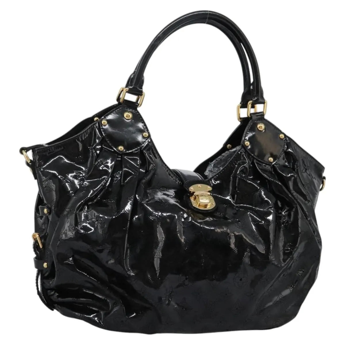 Louis Vuitton L Hobo Surya Leather Black Patent_Leather Handbag (Pre-Owned)