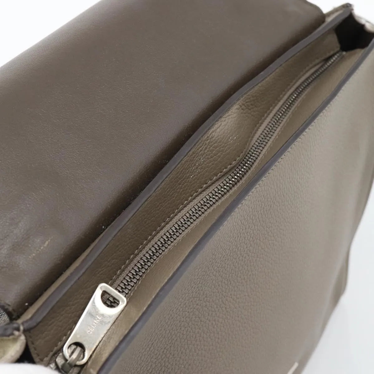 Celine Trapeze Leather With Suede Gray Leather Handbag (Pre-Owned)