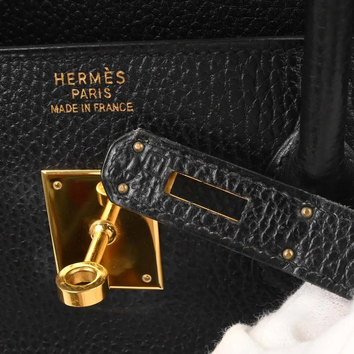 Hermes Birkin Handbag Black Ardennes With Gold Hardware Black Leather Handbag (Pre-Owned)