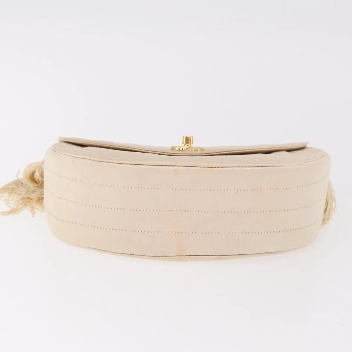 Chanel Vintage Round Flap Satin Beige Satin Shoulder Bag Bag (Pre-Owned)