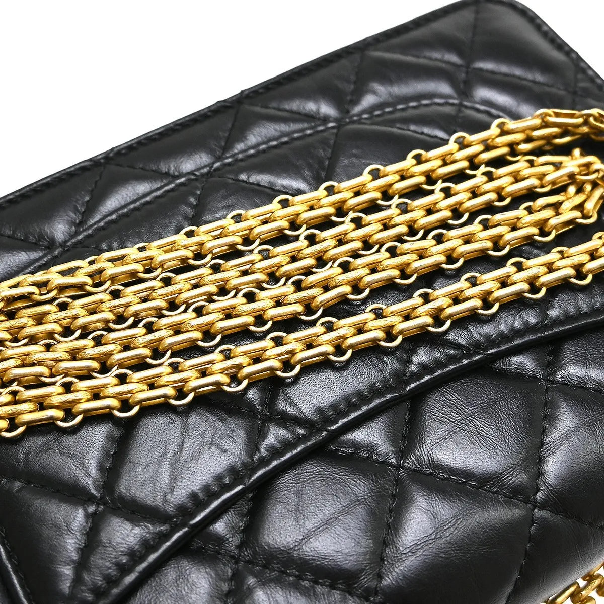Chanel Lucky Charms Reissue 2.55 Wallet On Chain Quilted Calfskin Black Leather Shoulder Bag Bag (Pre-Owned)