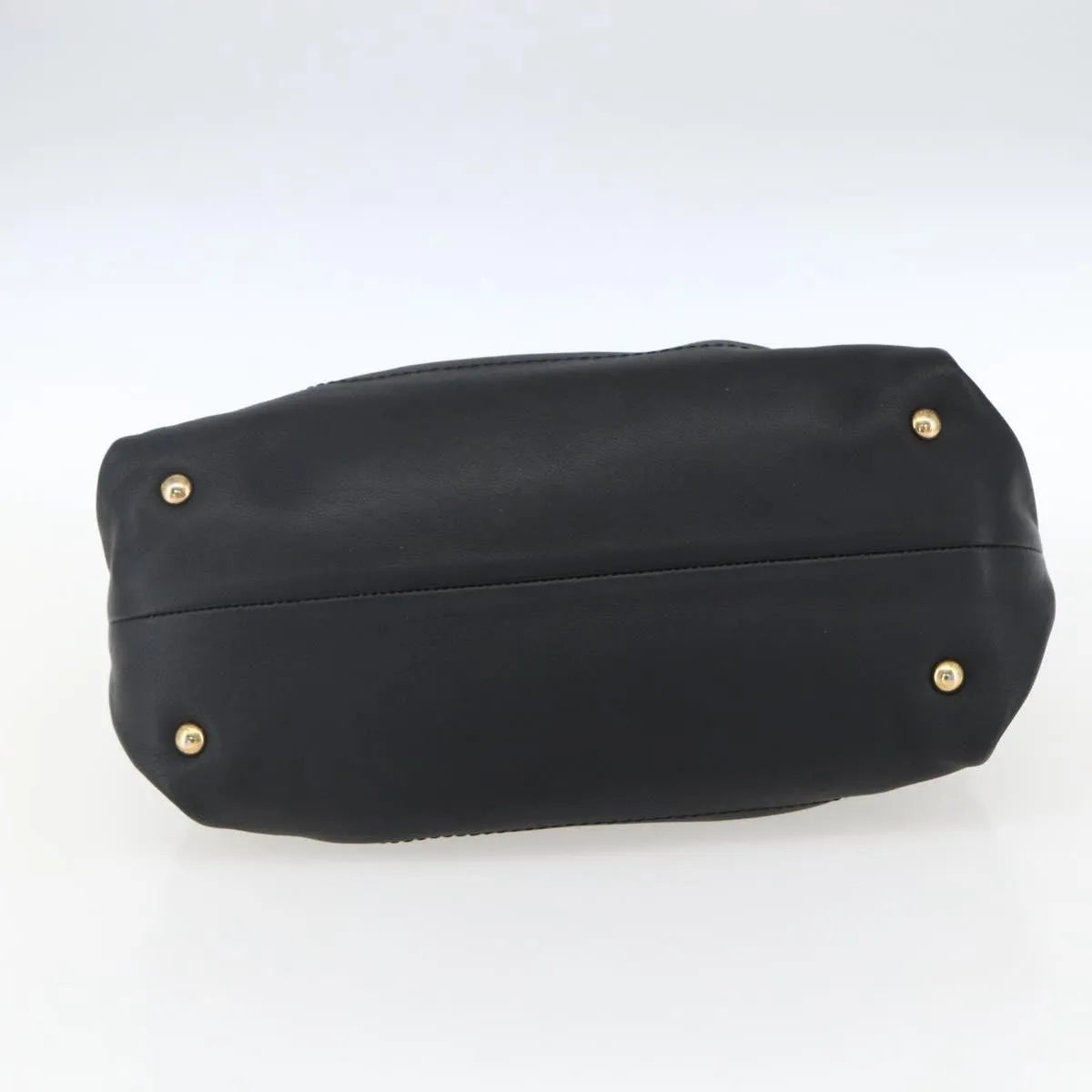 Salvatore Ferragamo W Chain Tote Leather Black Leather Handbag (Pre-Owned)