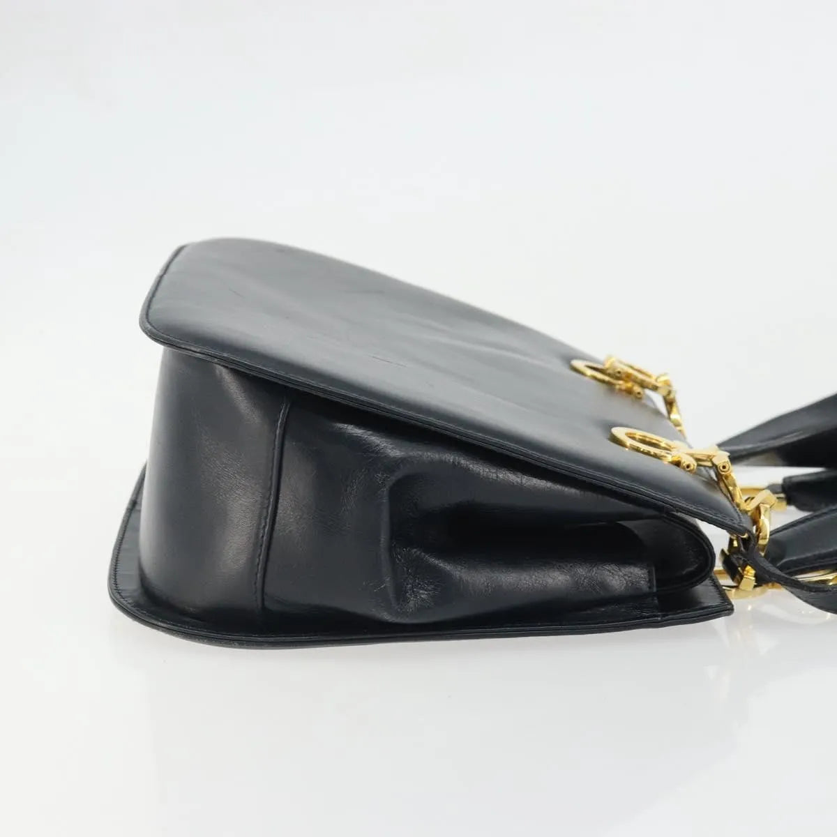 Salvatore Ferragamo Gancini Leather Navy Leather Handbag (Pre-Owned)