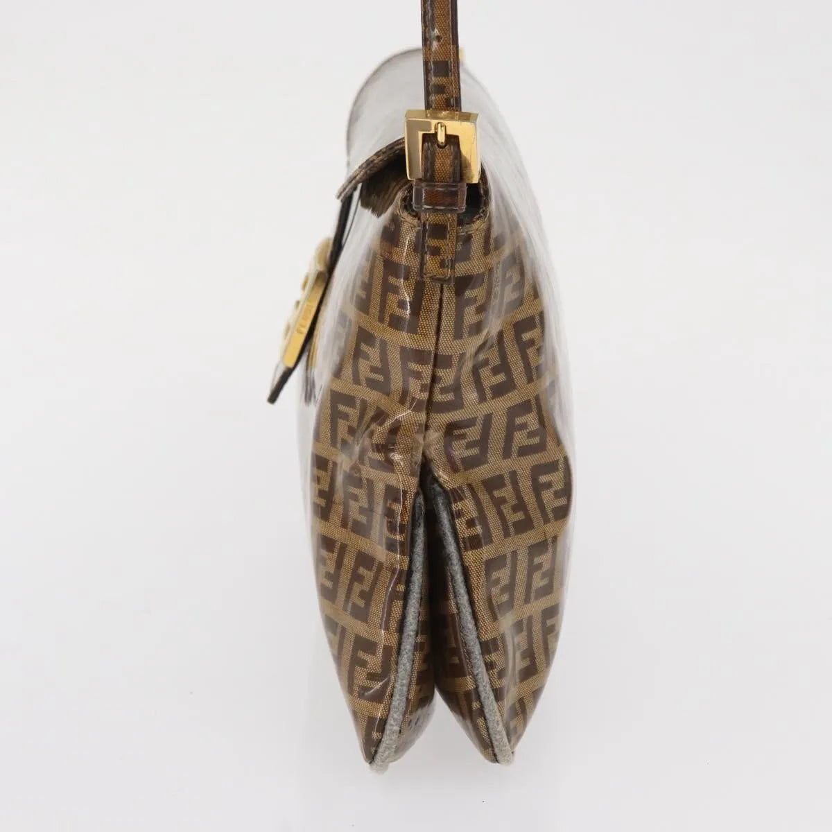 Fendi Mamma Baguette Cuir Verni Brown Pvc Shoulder Bag Bag (Pre-Owned)