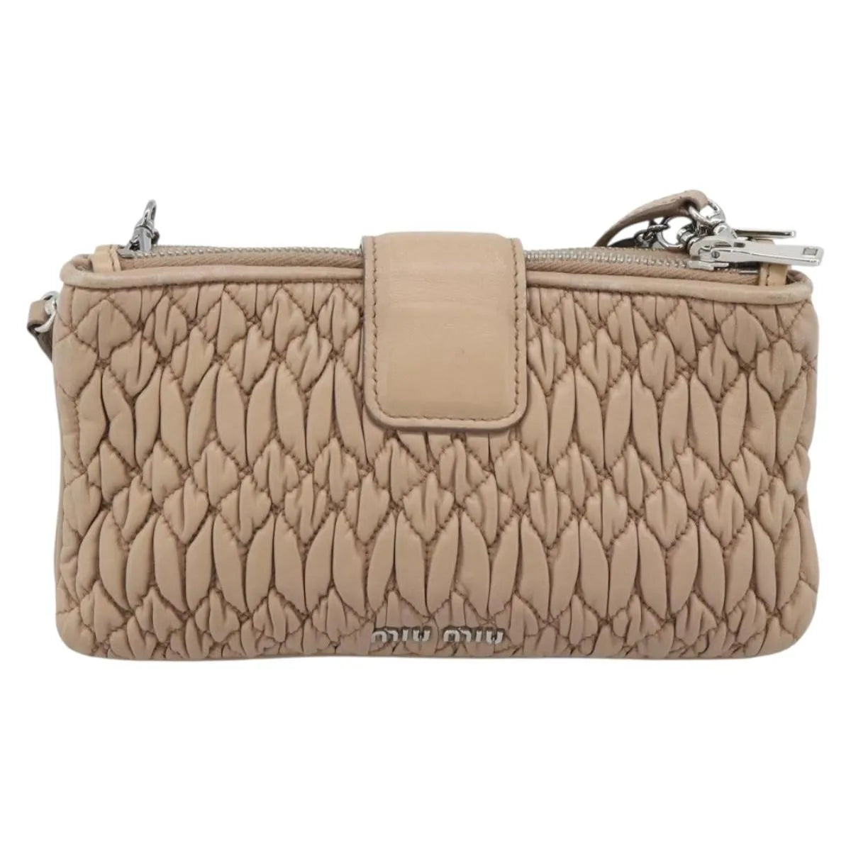 Miu Miu Crystal Convertible Chain Matelasse Leather Pink Leather Shoulder Bag Bag (Pre-Owned)